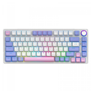 Teclado Gamer SuperFrame Ribbon, RGB, Switch Red, 75%, ABNT, Hot Swap, Com fio, White/Purple