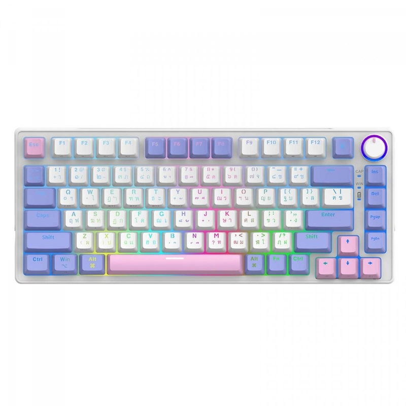 Teclado Gamer SuperFrame Ribbon, RGB, Switch Red, 75%, ABNT, Hot Swap, Com fio, White/Purple