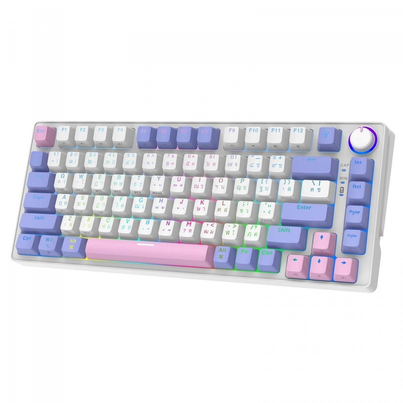 Teclado Gamer SuperFrame Ribbon, RGB, Switch Red, 75%, ABNT, Hot Swap, Com fio, White/Purple
