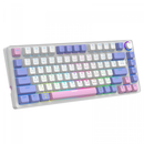 Teclado Gamer SuperFrame Ribbon, RGB, Switch Red, 75%, ABNT, Hot Swap, Com fio, White/Purple