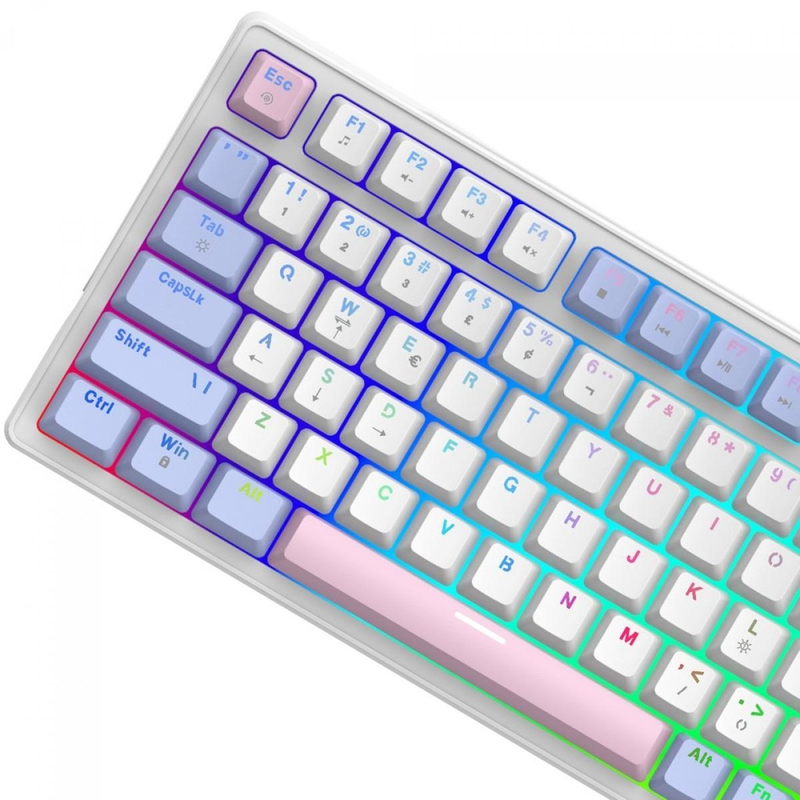 Teclado Gamer SuperFrame Ribbon, RGB, Switch Red, 75%, ABNT, Hot Swap, Com fio, White/Purple