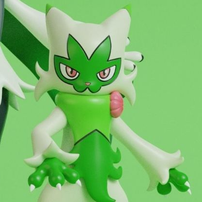 Decoração 3D Geek Figure Boneco Sprigatito Evoluções Floragato Meowscarada - Pokémon