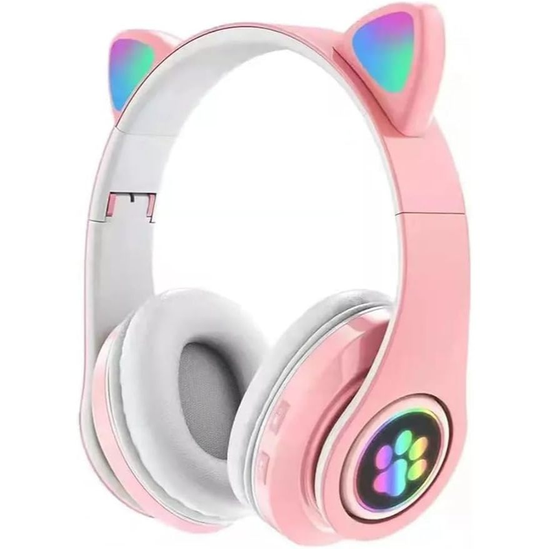 Fone De Ouvido Orelha de Gatinho Cat Ear Headphone Bluetooth 5.3 com Luzes RGB Altomex B-19 (B)