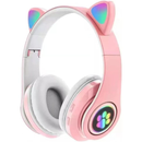 Fone De Ouvido Orelha de Gatinho Cat Ear Headphone Bluetooth 5.3 com Luzes RGB Altomex B-19 (B)
