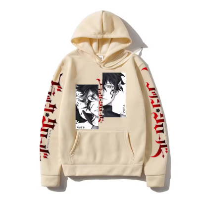 Blusa Moletom Canguru Unissex Black Clover Asta e Yuno Trevo.