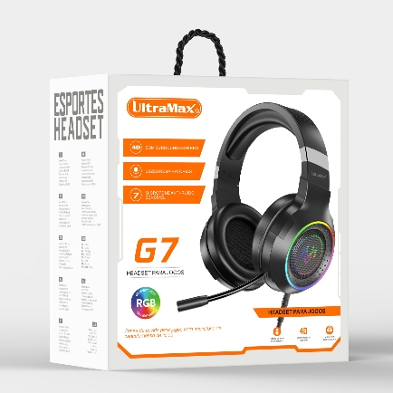 Headset Fone Gamer G7 Led RGB com microfone, USB e P3 Para PC Computador Headphone Videogame Celular Ult-G7