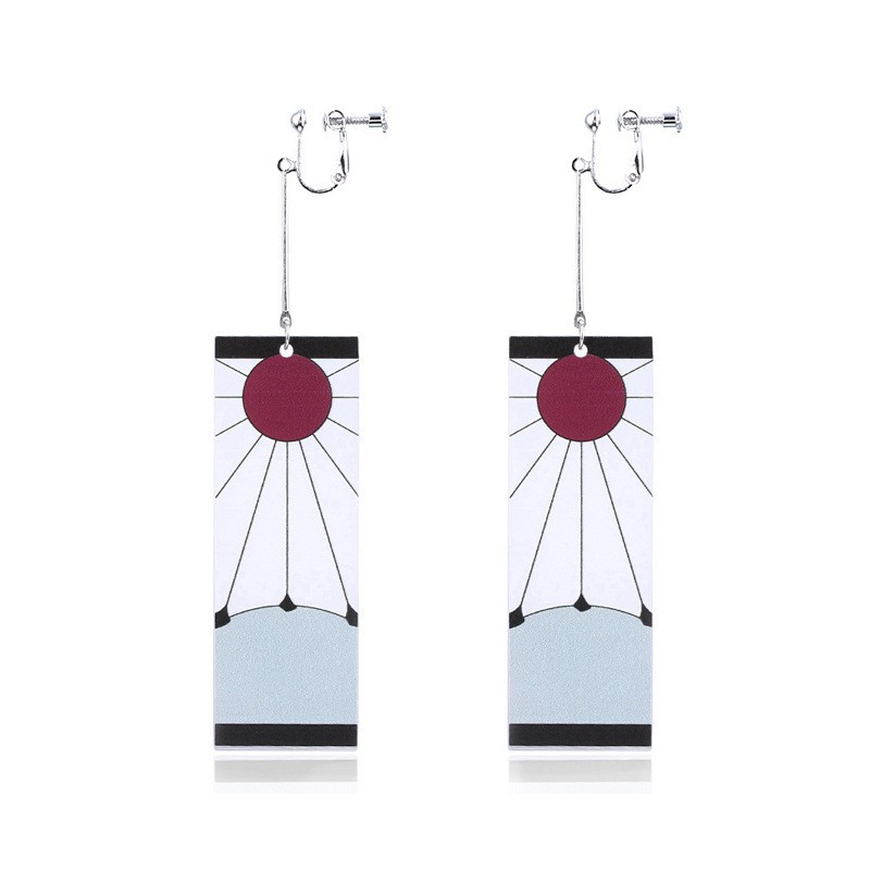 Demon Slayer Orelha Gancho Clipe Brincos Moda Feminina Prata Agulha Gota Brinco Jóias