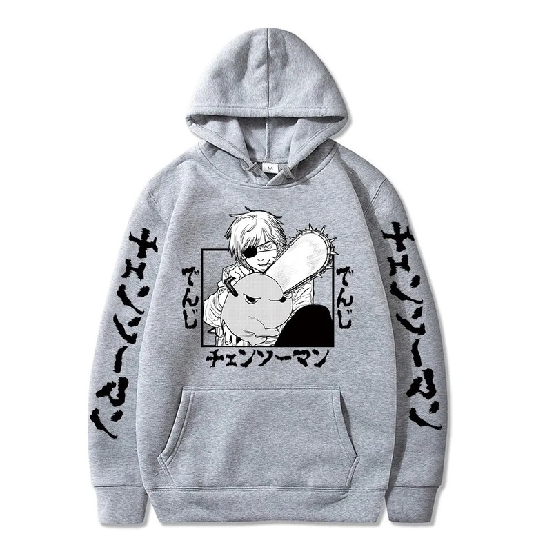 Blusa De Frio Canguru Com Capuz Chainsaw Man Denji Caçador Anime