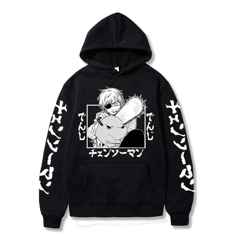 Blusa De Frio Canguru Com Capuz Chainsaw Man Denji Caçador Anime