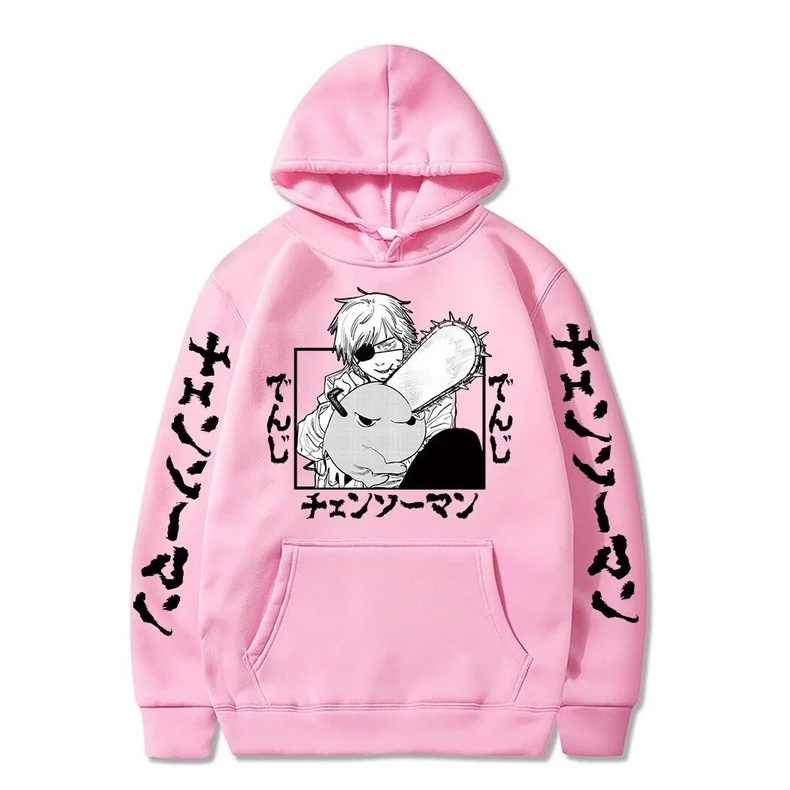Blusa De Frio Canguru Com Capuz Chainsaw Man Denji Caçador Anime