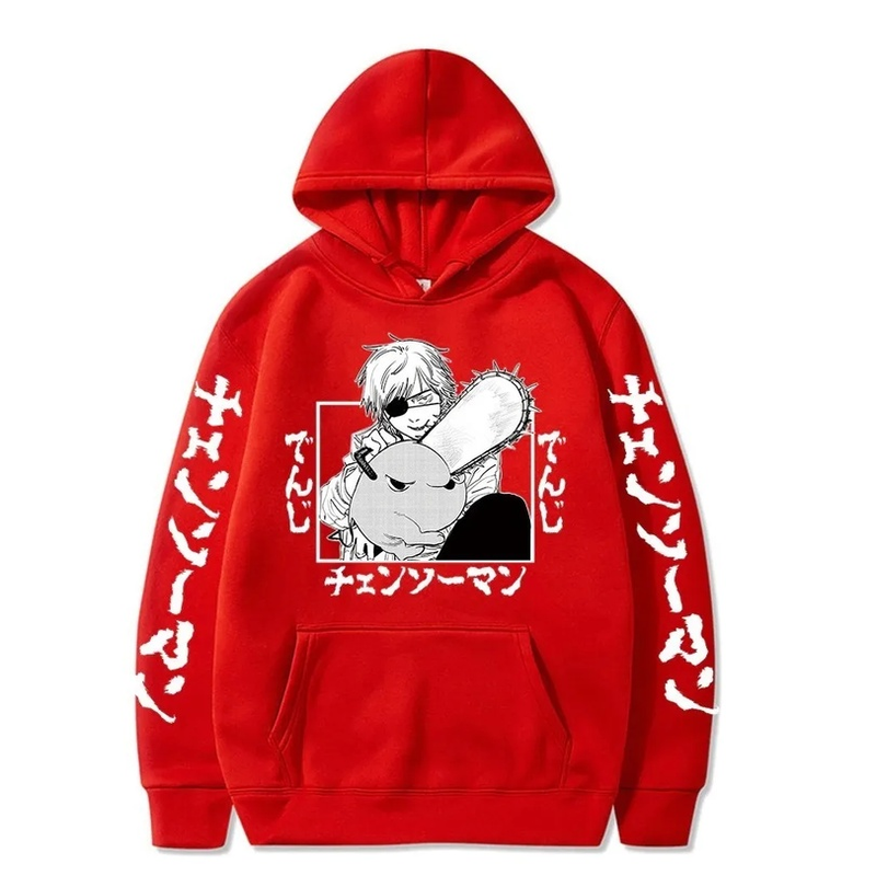 Blusa De Frio Canguru Com Capuz Chainsaw Man Denji Caçador Anime