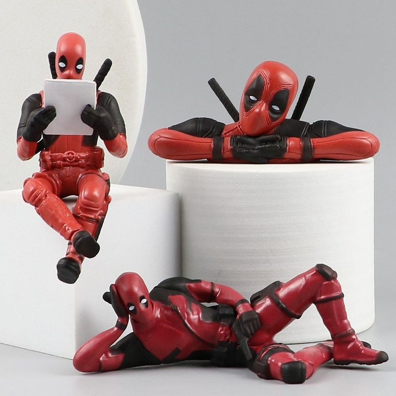 Modelo Deadpool Mini Hand Office Sentado Leitura Deitado Boneca Ação Criativa De Decoração De Carros Figura PVC Doll Toy