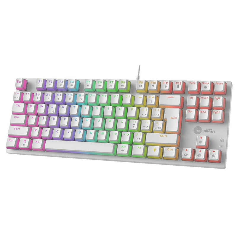 Teclado Mecânico Gamer Ninja Leap Pudim, Switch Blue, Rainbow, ABNT2, White