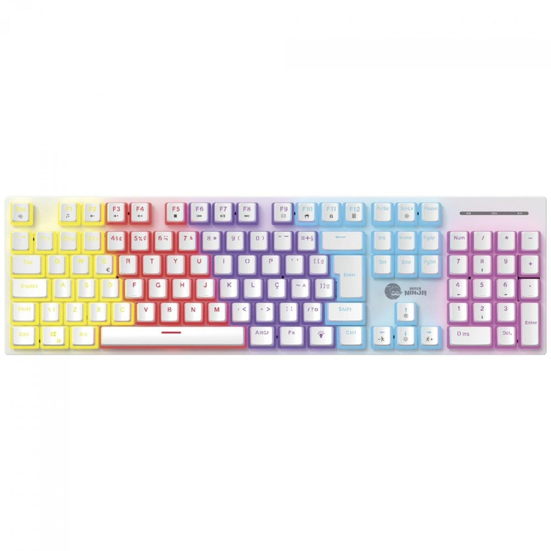 Teclado Mecânico Gamer Ninja Leap Pudim, Switch Blue, Rainbow, ABNT2, Full Size, White
