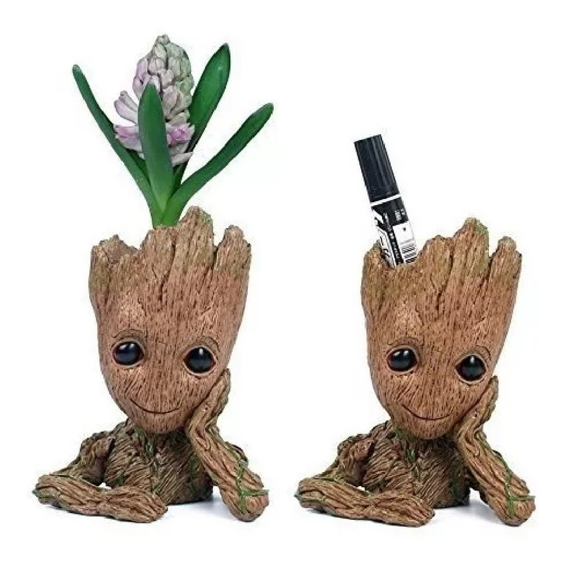 Boneco Colecionável Estátua Action Figure Groot Vaso Pose Marvel Resina
