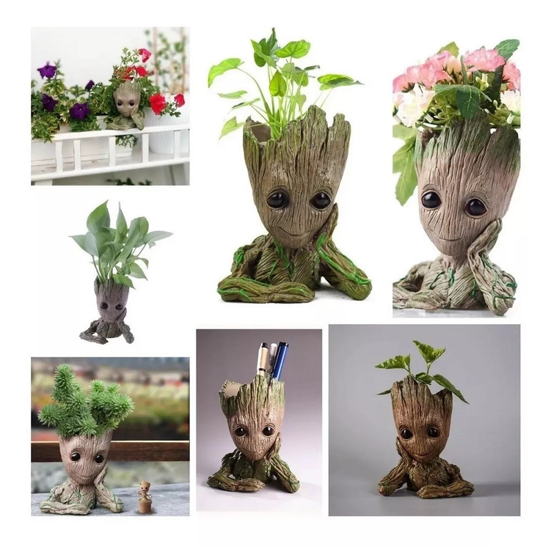 Boneco Colecionável Estátua Action Figure Groot Vaso Pose Marvel Resina