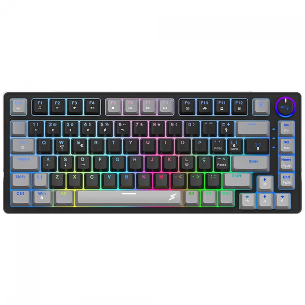 Teclado Gamer SuperFrame Ribbon, RGB, Switch Red, 75%, ABNT, Hot Swap, Com Fio, Black/Grey