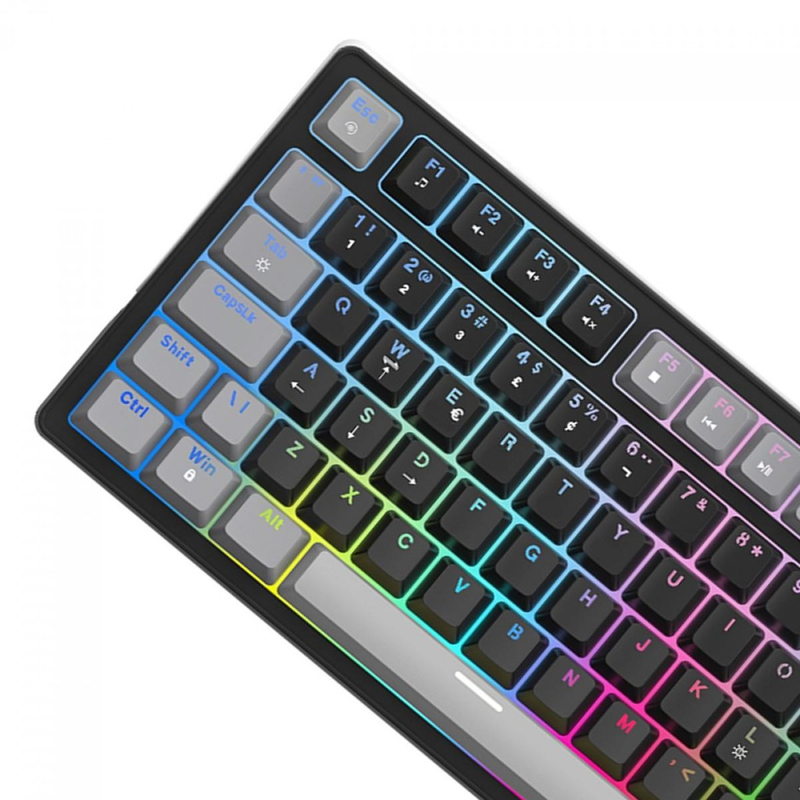 Teclado Gamer SuperFrame Ribbon, RGB, Switch Red, 75%, ABNT, Hot Swap, Com Fio, Black/Grey
