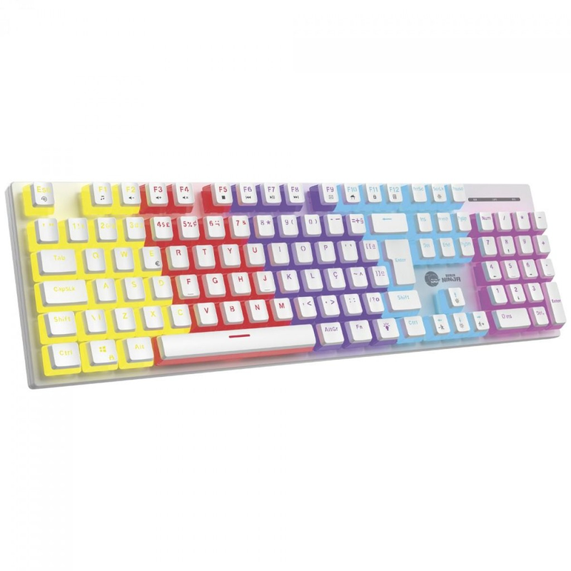 Teclado Mecânico Gamer Ninja Leap Pudim, Switch Blue, Rainbow, ABNT2, Full Size, White
