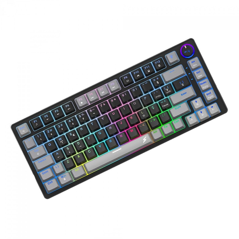 Teclado Gamer SuperFrame Ribbon, RGB, Switch Red, 75%, ABNT, Hot Swap, Com Fio, Black/Grey